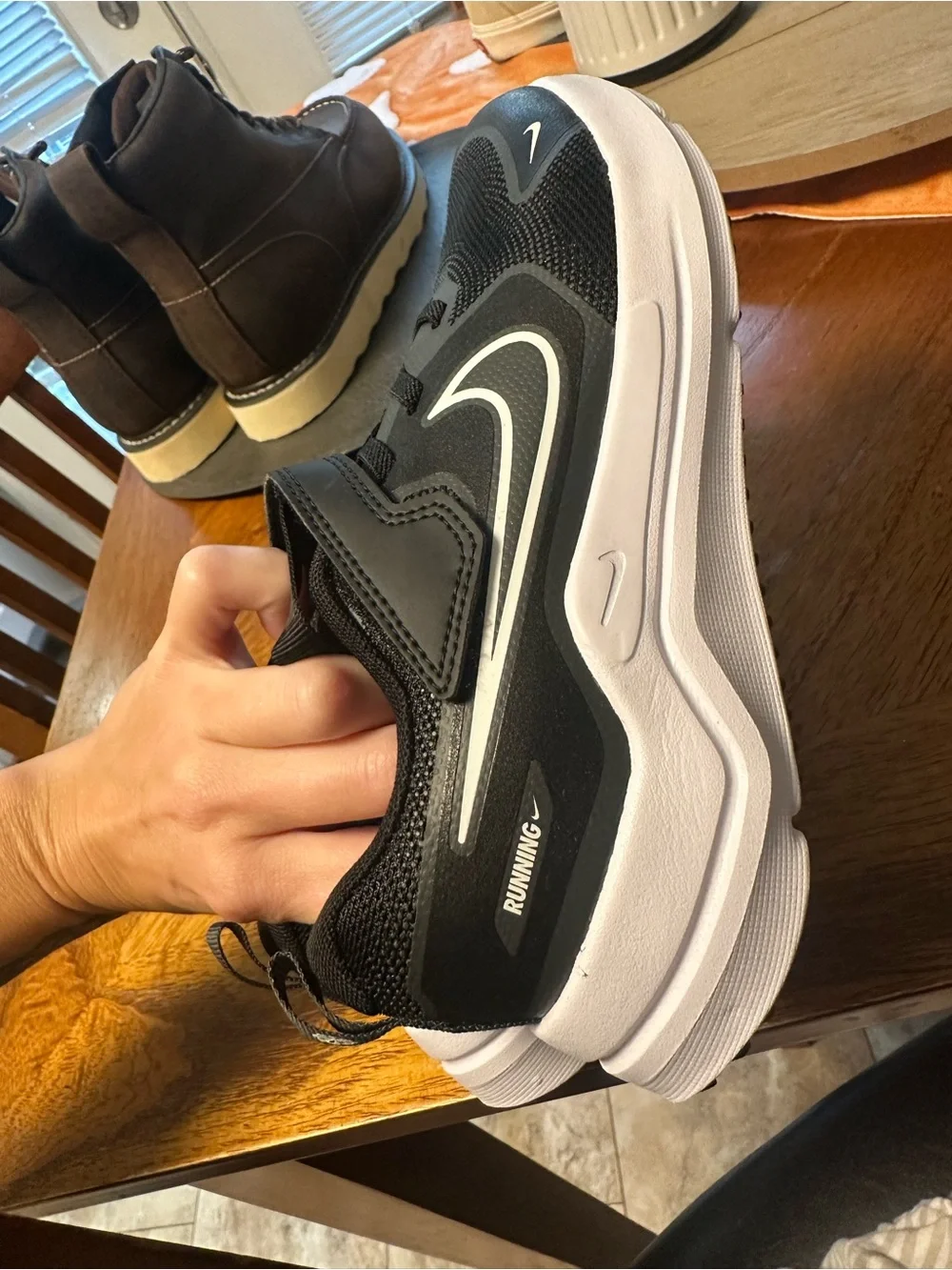 Nike Kids Black and White Velcro Athletic Sneakers